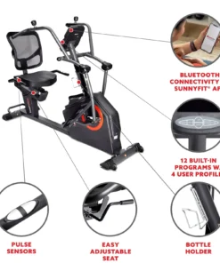 Alternative view of Sunny Health & Fitness Smart Recumbent Cross Trainer Elliptical Exercise Bikes.