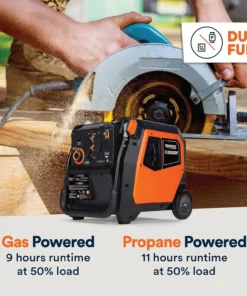 Alternative view of Generac iQ5200 5200W Dual Fuel Portable Inverter Generators.