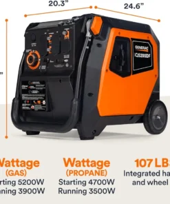 Alternative view of Generac iQ5200 DF 3900 Watt Electric Start Dual Fuel Inverter Generators.