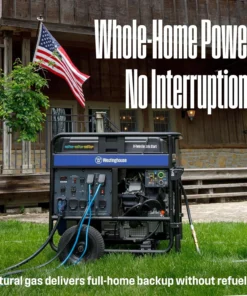 Alternative view of Westinghouse 28,000/20.000-Watt Tri-Fuel Portable Generators.