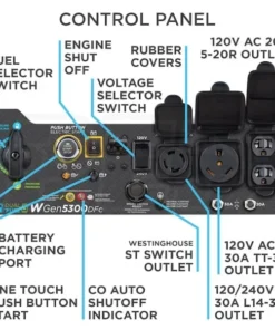 Alternative view of Westinghouse WGen5300DFc – 5300 Watt Electric Start Dual-Fuel Portable Generators w/ Wireless Remotes Start, RV Outlet & CO Sensor (49-State)