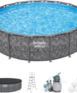 Bestway APX 365 18’x52″ Round Above Ground Swimming Pool Set with Pump & Ladders