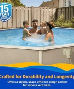 Alternative view of Blue Wave Belize 15-Feet Round 52-Inch Deep 6-Inch Top Rail Metal Wall Swimming Pool Packages